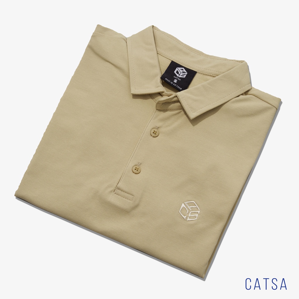 Áo thun Polo nam cổ bẻ màu be in logo CATSA thun Cotton cao cấp, sang trọng CATSA ATP298