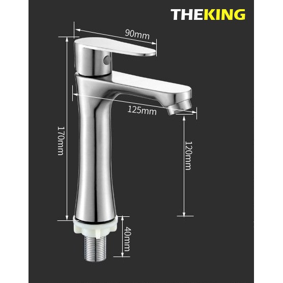 vòi lavabo rửa mặt THE KING  dòng lạnh đơn inox sus 304 CHỐNG XƯỚC, CHỐNG BÁM VÂN TAY