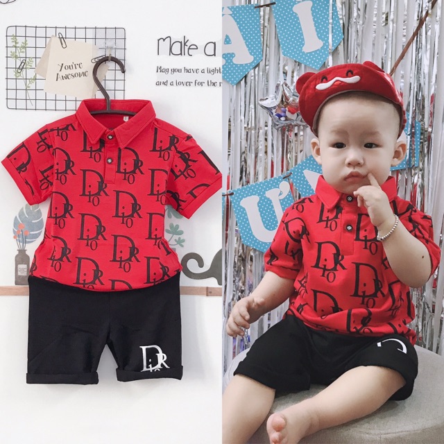 Bộ quần áo bé trai 🍒[FREESHIP]🍒 Giảm 5k khi nhập [QUAN05] Bộ quần áo polo bé trai Quảng châu