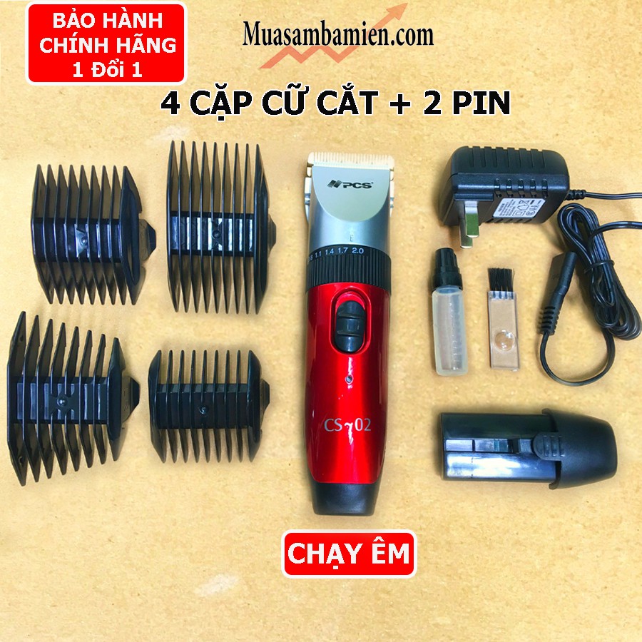 Tông đơ cắt tóc Trẻ Em, Người lớn Siêu Êm  2 Pin kèm 4 cữ cắt siêu bền Lưỡi CERAMIC CS02