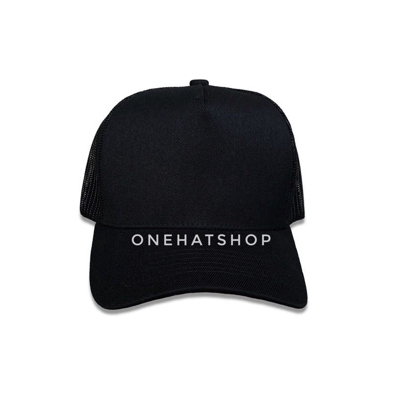 Nón trơn đen A frame full black trucker cap lưới- [CHẤT LƯỢNG CAO]- brand onehatshop- vải loại 1