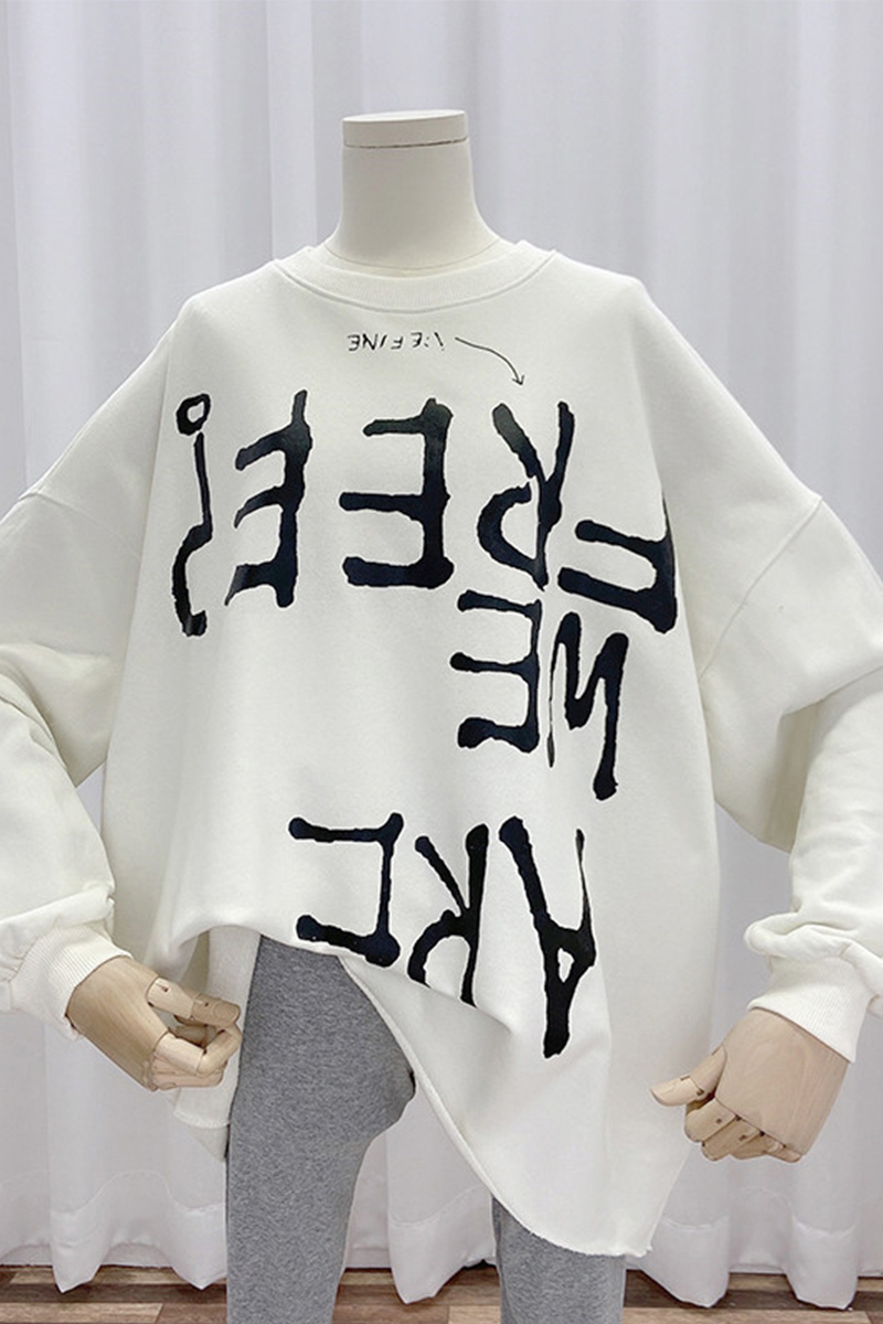 2020 new Korean women clothes version of autumn tops round neck Tees printing loose long-sleeved outerwear sweater jacket