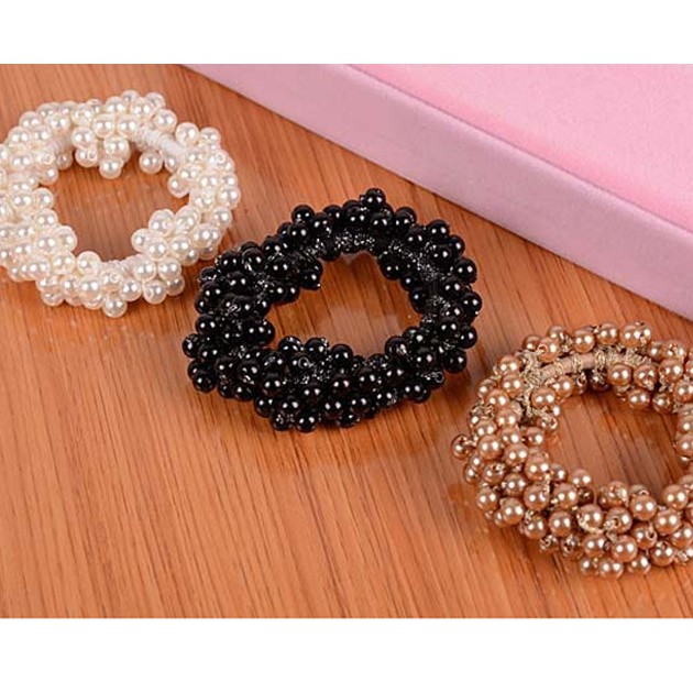 Dây Cột Tóc Nhiều Lớp Đính Ngọc Trai Xinh Xắn Kiểu Hàn Quốc