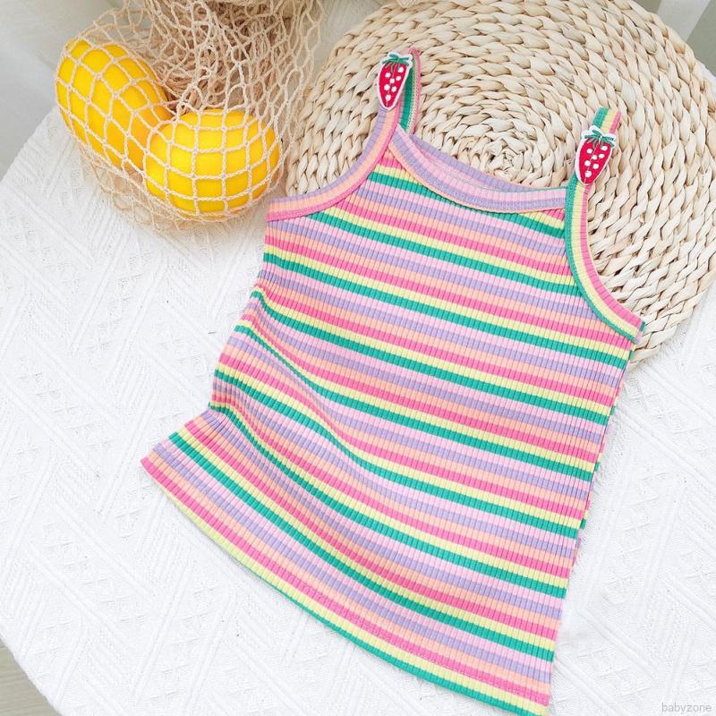 Summer Baby Girls Sleeveless Cute Rainbow Striped Vest
