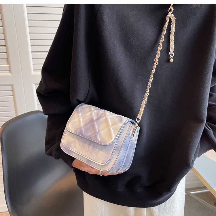 Túi đeo vai IELGY hình vuông cỡ nhỏ phối dây xích thời trang cho nữ