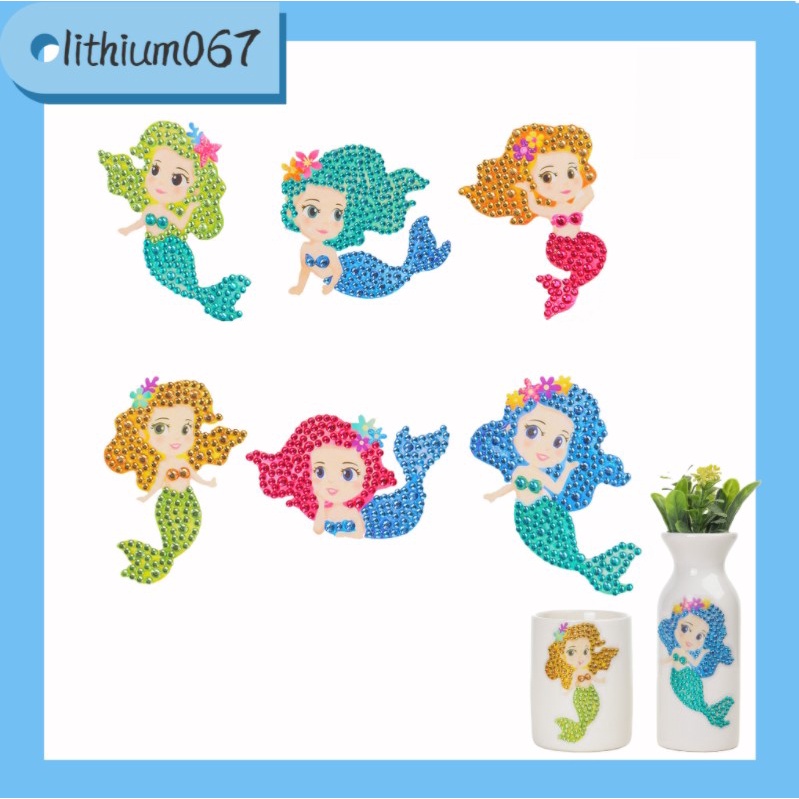 � Lithium067 Hình dán nàng tiên cá Bức tranh Rhinestone Nhân vật hoạt hình Nhãn dán Hình người giúp việc Biển Giảm căng thẳng thân thiện với môi trường Tự làm