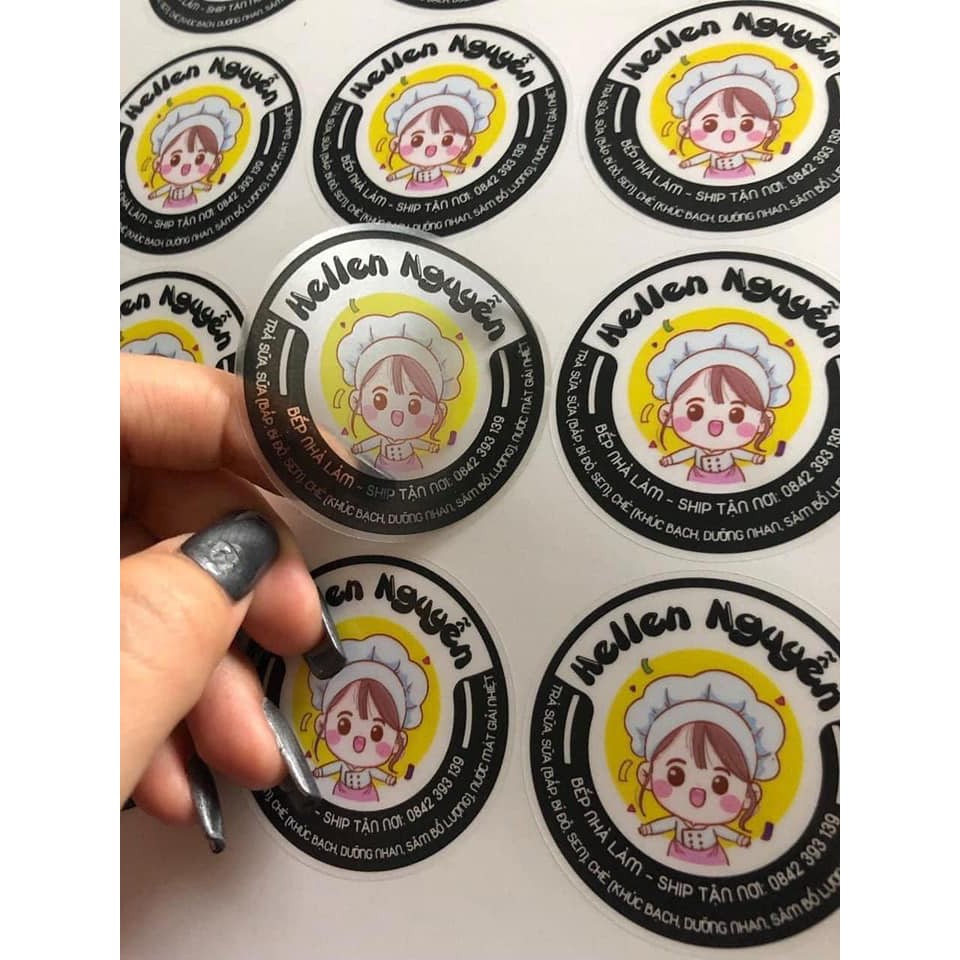 In tem nhãn, stick decal cán bóng, mờ theo yêu cầu