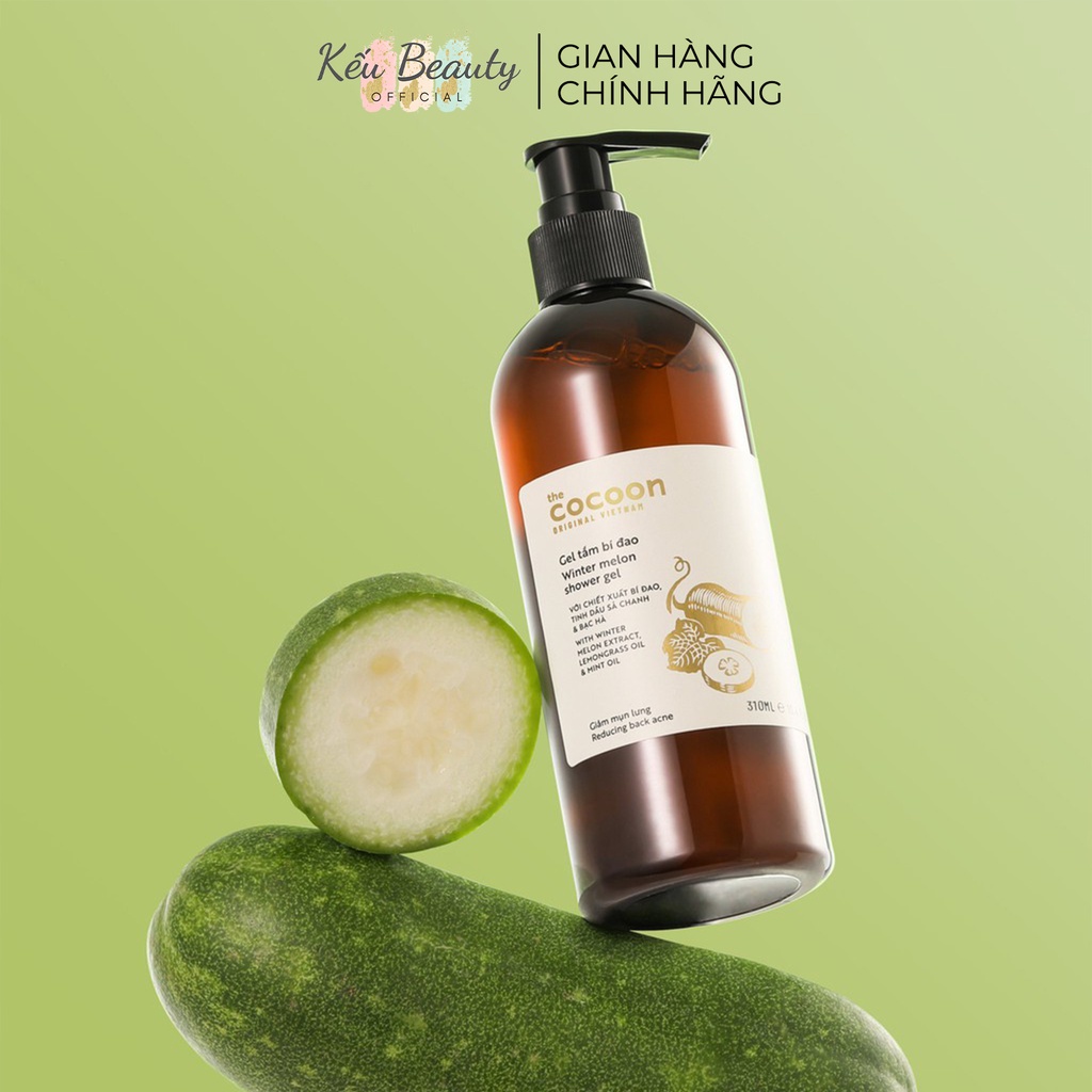 Gel tắm bí đao Cocoon Winter Melon Shower da sạch mịn màng giảm mụn lưng 310ml