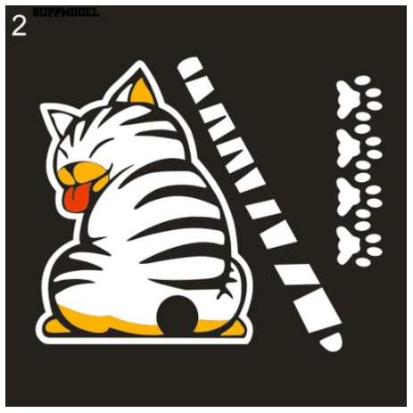 Decal hình con chú mèo màu vàng sticker tem miếng dán trang trí xe hơi ô tô kính chắn gió sau