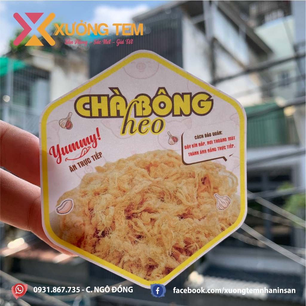 Tem Dán, Nhãn Dán Sản Phẩm " Chà Bông" - Cán Bóng, đẹp