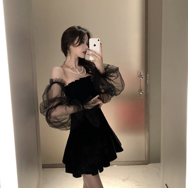 Váy Nữ Tay Bồng, Đầm Trễ Vai Dài Tay Kiểu Dáng Trẻ Trung Hiện Đại | BigBuy360 - bigbuy360.vn