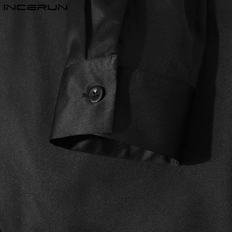 Áo sơ mi INCERUN tay dài cổ bẻ phối tua rua kim loại thời trang dành cho nam