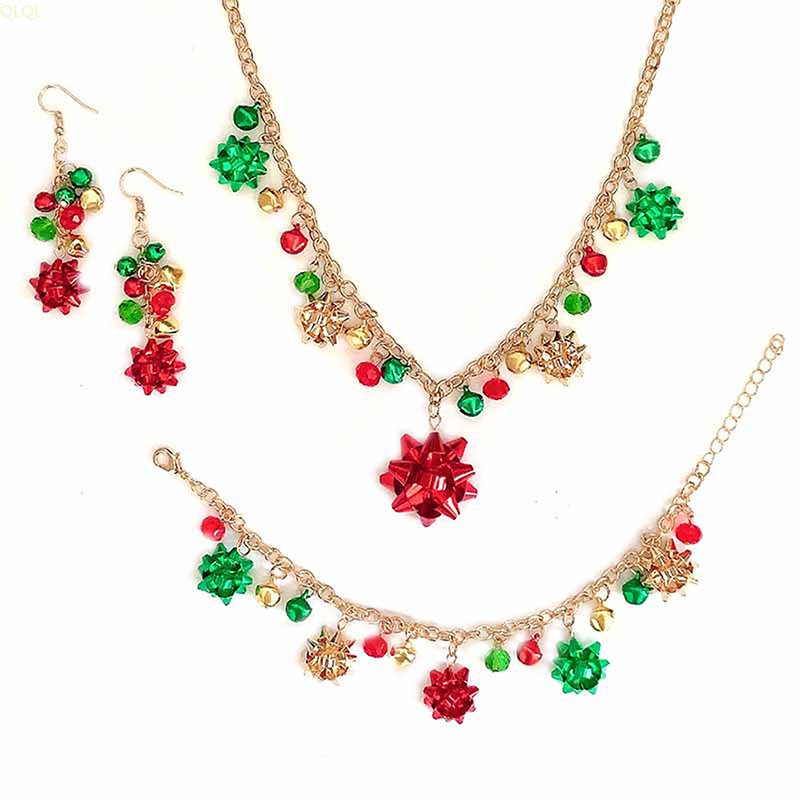 Bộ Trang Sức Hình Chuông / Vòng / Vòng Tay / Vòng cổ Giáng Sinh Nhiều Màu Xinh Xắn Cho Nữ