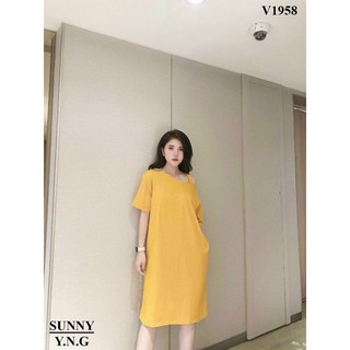 Váy maxi suông lệch vai
