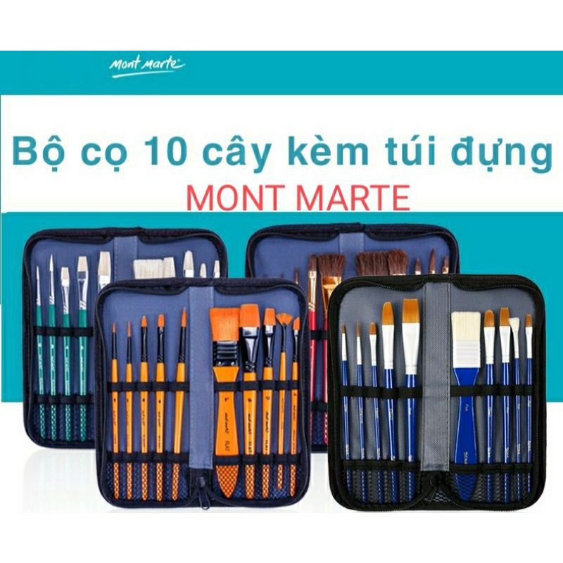 SET 10 CỌ VẼ ACRYLIC, SƠN DẦU, MÀU NƯỚC MONT MARTE CHẤT LƯỢNG TỐT