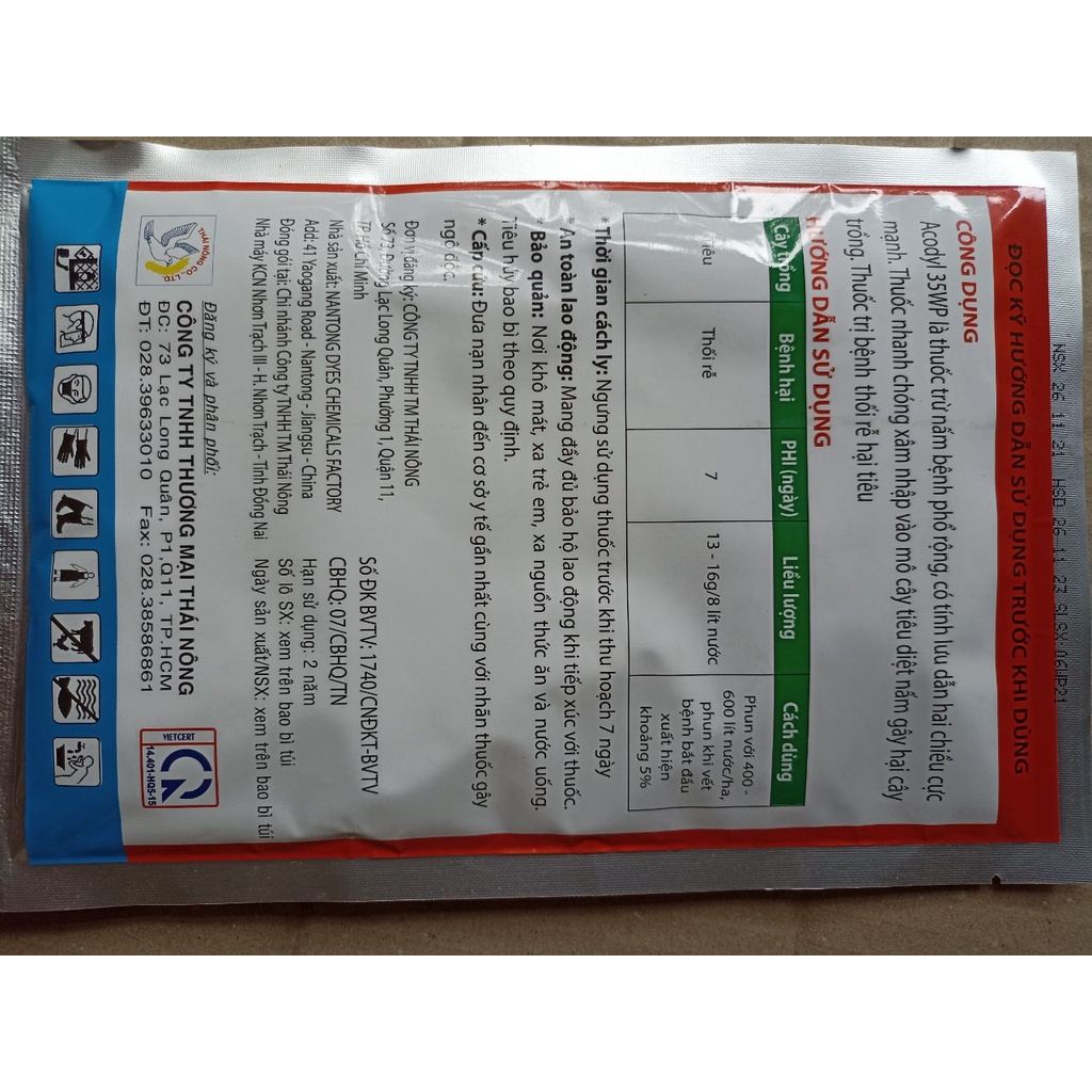 Thuốc trừ bệnh Metalaxyl đỏ - sạch nấm từ trong ra ngoài - gói 100g