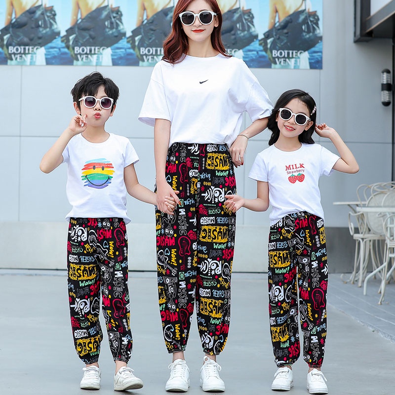YAOEENH Quần Cotton Mỏng Ống Rộng Chống Muỗi Thoáng Khí Thời Trang Mùa Hè Dành Cho Bé Và Người Lớn