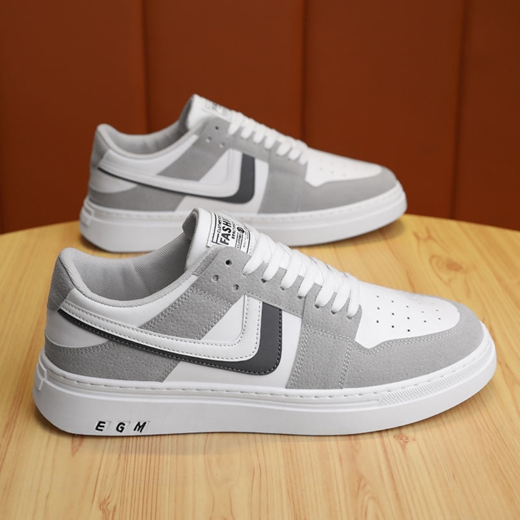 Giày nam cổ thấp trắng phối xám phong cách Hàn Quốc trẻ trung năng động dễ phối đồ, Giày sneaker nam KATEZAG49