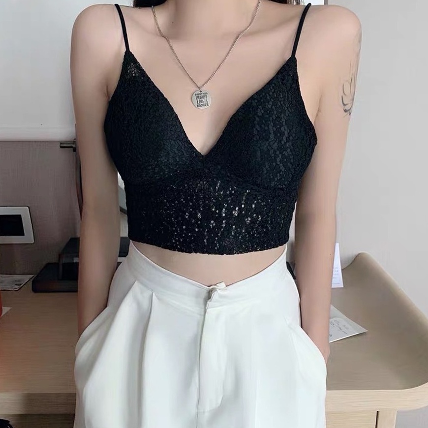 Áo Ngực Ren 2 Dây Dáng Dài Không Gọng Ren Hoa Kiểu Bralete DAN L&amp;U 066