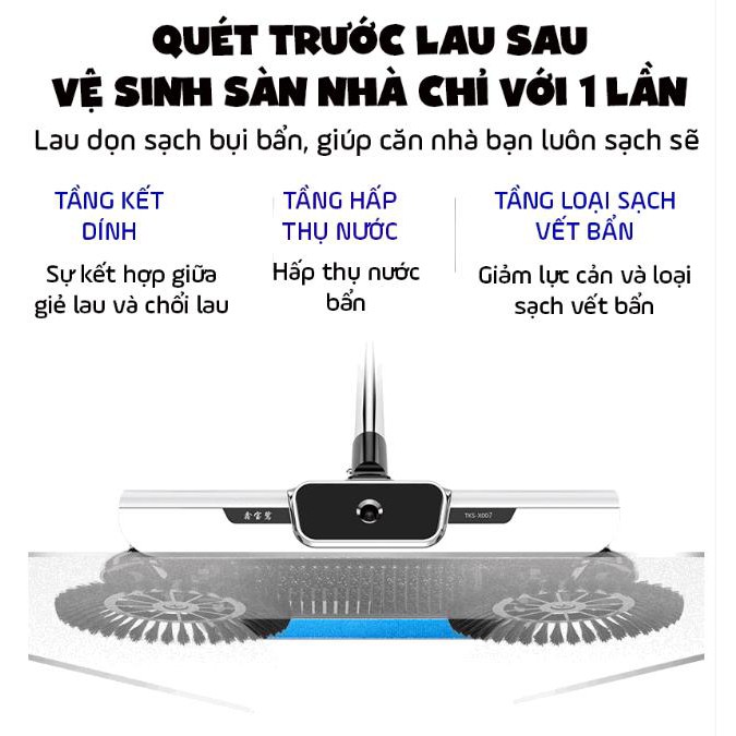 Máy hút bụi quét nhà không dây thông minh có tích hợp đèn led SWEEPER 2in1 - Hamilton Place Mall