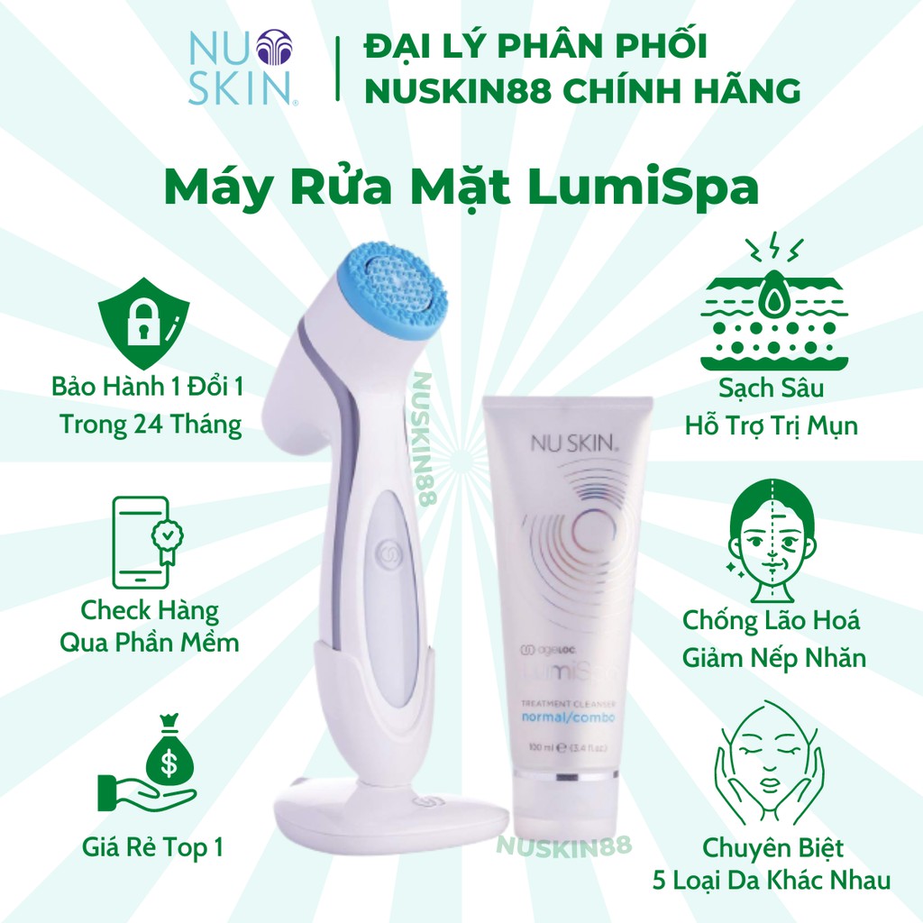 (Bảo Hành 24 Tháng ) Máy Rửa Mặt LumiSpa Nuskin + Sữa rửa mặt