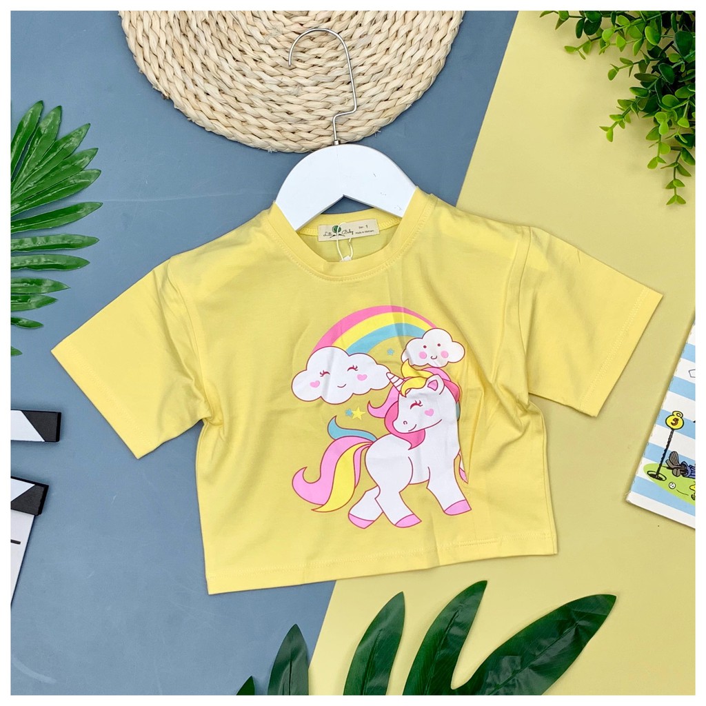 Hàng Hè 2021: Áo Croptop Bé Gái in hình mèo, cầu vông thương hiêu Litibaby size 1-8, dành cho bạn từ 9kg đến 25kg