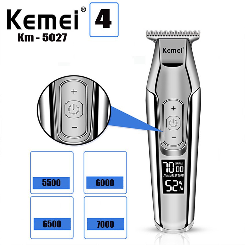 Tông Đơ Cắt Tóc, Bấm Viền, Chấn Viền Kemei 5027 Cao Cấp - Đã Mài Chuốt Lưỡi - Bảo Hành 12 Tháng - Lỗi 1 Đổi 1