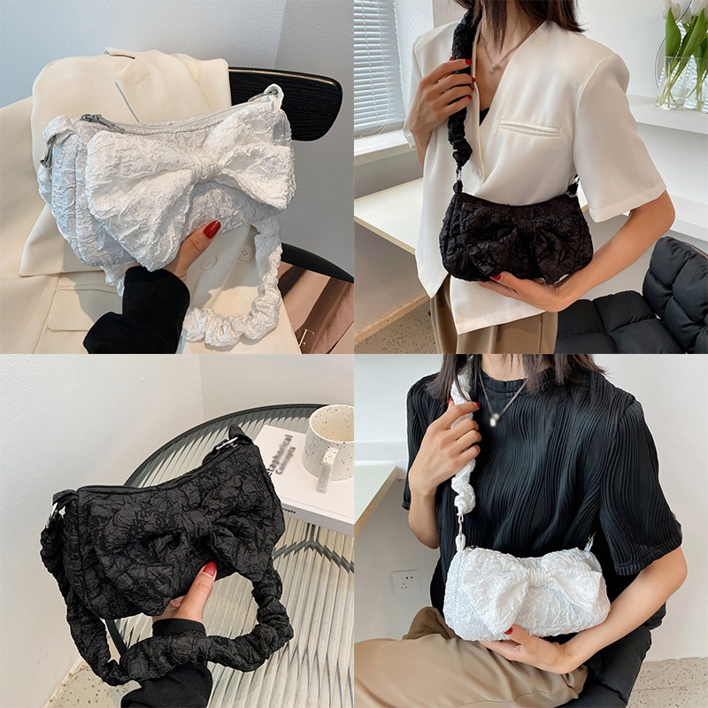 Túi Đeo Chéo Đính Nơ Phong Cách Hàn Quốc Cổ Điển Thời Trang Cho Nữ