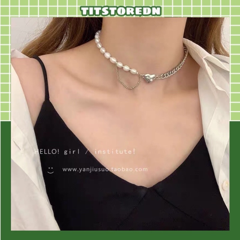 Dây chuyền trái tim phối hạt sexy cá tính (có sẵn)