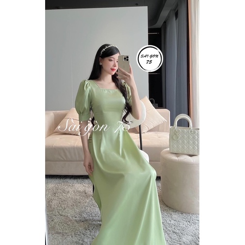 Áo Dài lụa cổ U tay bồng ngắn nhiều màu