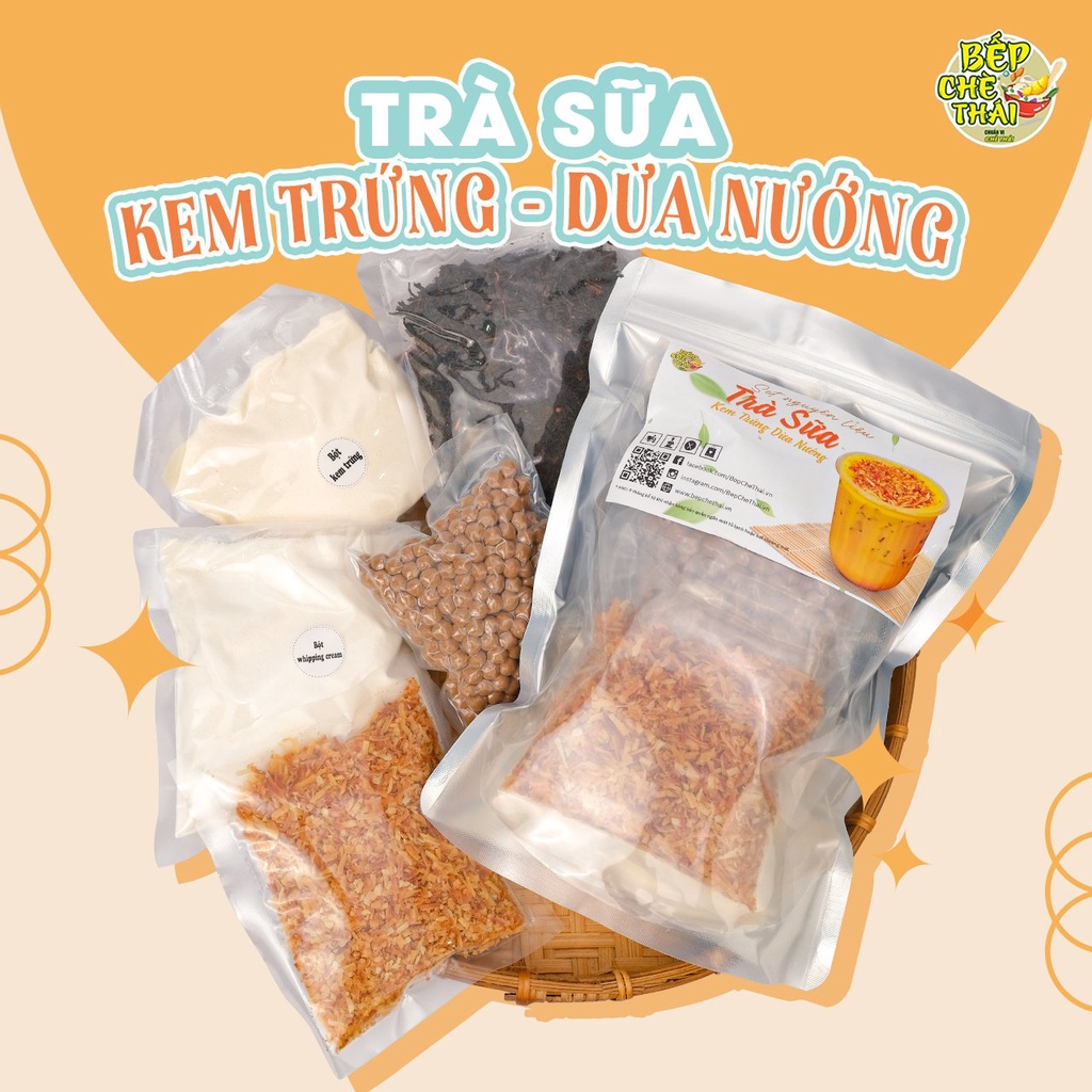 Set Trà sữa kem trứng dừa nướng  Bếp Chè Thái