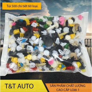 Chốt nút nhựa ô tô 500 cái thập cẩm