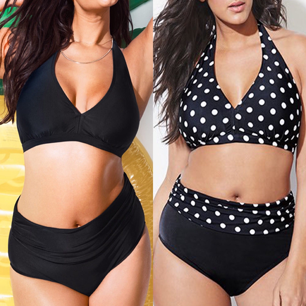 Bộ đồ bơi hai món họa tiết chấm bi gợi cảm có size lớn