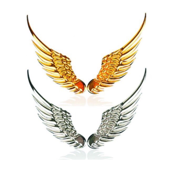 Đôi cánh chim thiên thần trang trí ô tô, bộ logo kim loại 3D trang trí ô tô , logo cánh én trang trí ô tô