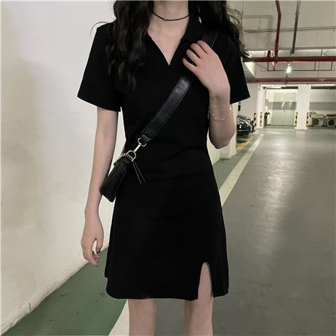 Đầm Đen Cổ Chữ v Nhấn Eo Phong Cách Retro Kiểu Pháp Dành Cho Nữ Có Size Lớn