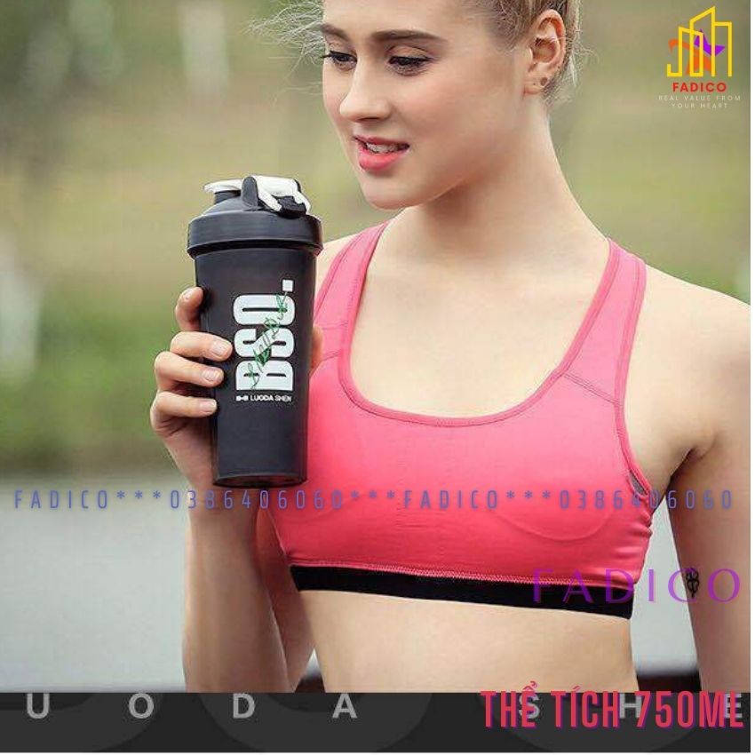 [HCM]Bình nước thể thao Shaker 750ml | Bình lắc đựng nước Tập Gym, chơi thể thao Tổng Dung Tích 750ml-fadico