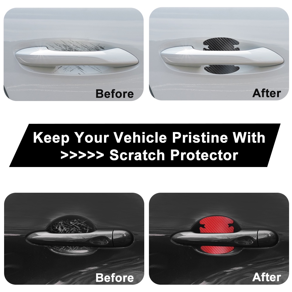 Set 4 Miếng Dán Bảo Vệ Cửa Xe Hơi Họa Tiết Sợi Carbon 3D Chống Trầy