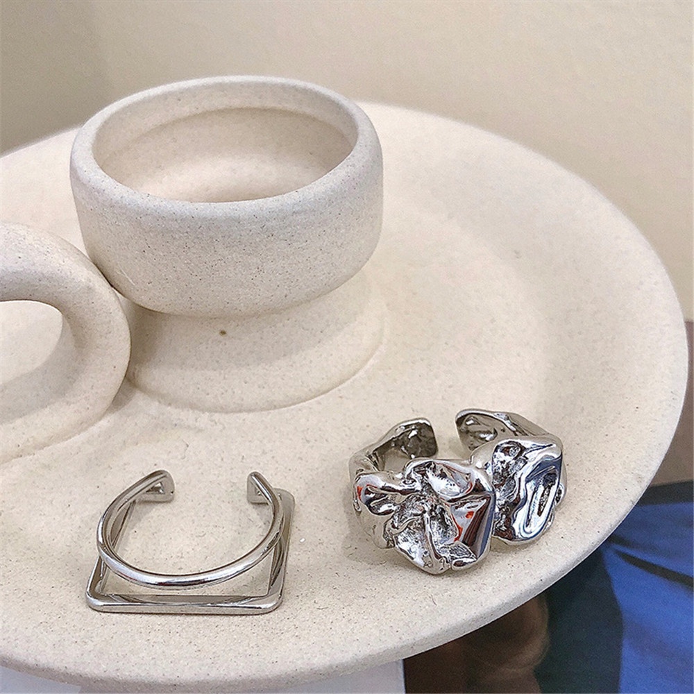 Nhẫn Hở Ngón Trỏ Xếp Ly Màu Bạc Không Phai Thiết Kế Thời Trang Cao Cấp Cho Nữ