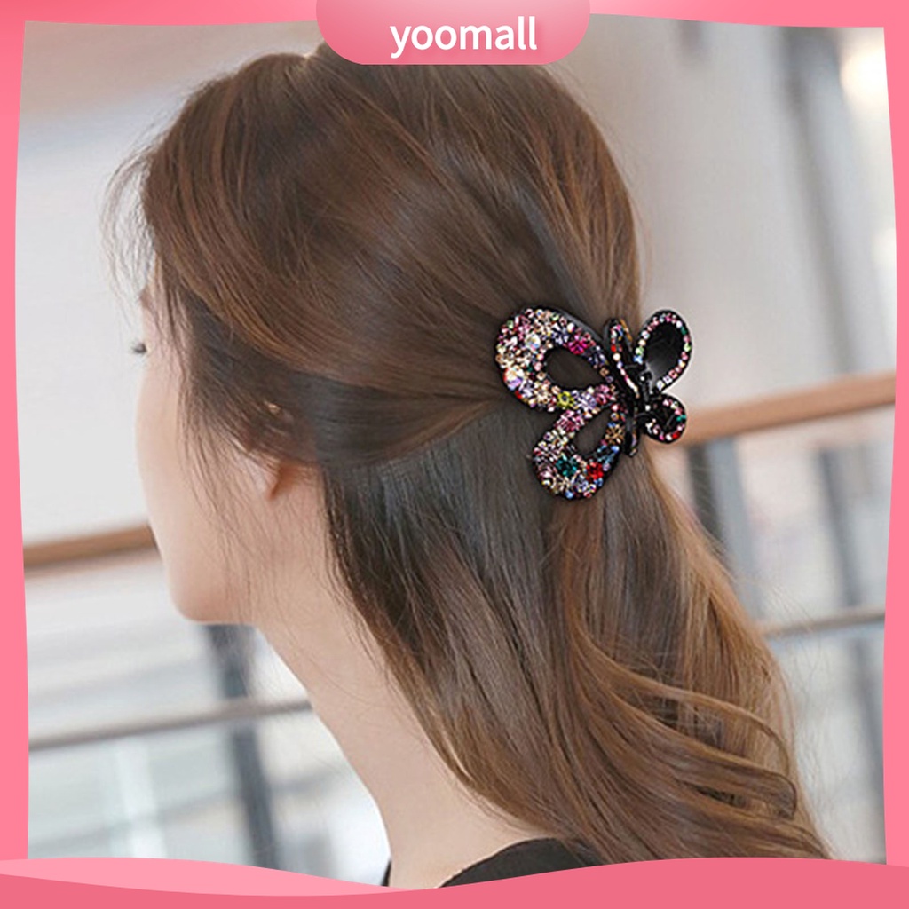 Yomall♡ Kẹp Tóc Càng Cua Đính Đá Hình Bướm Bằng Nhựa Cho Nữ