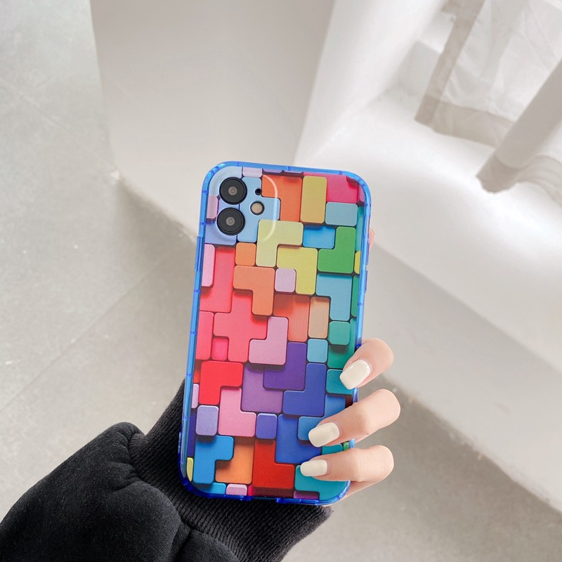 Suntaiho ốp lưng iphone Colorful 6D Geometric Textured Silicone Phone Case For iPhone 11 pro max 12 Pro Max 13 pro Xs 7 8 6 6s Plus iPhone xr xs max