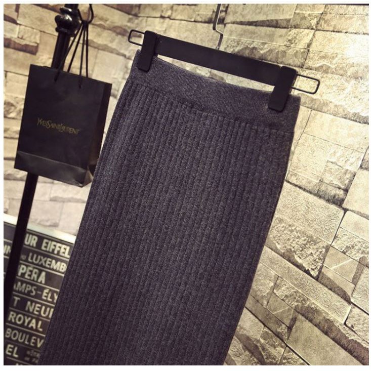 [ẢNH THẬT SHOP CHỤP] Chân váy len dài xẻ sau hàng Quảng Châu cao cấp | BigBuy360 - bigbuy360.vn