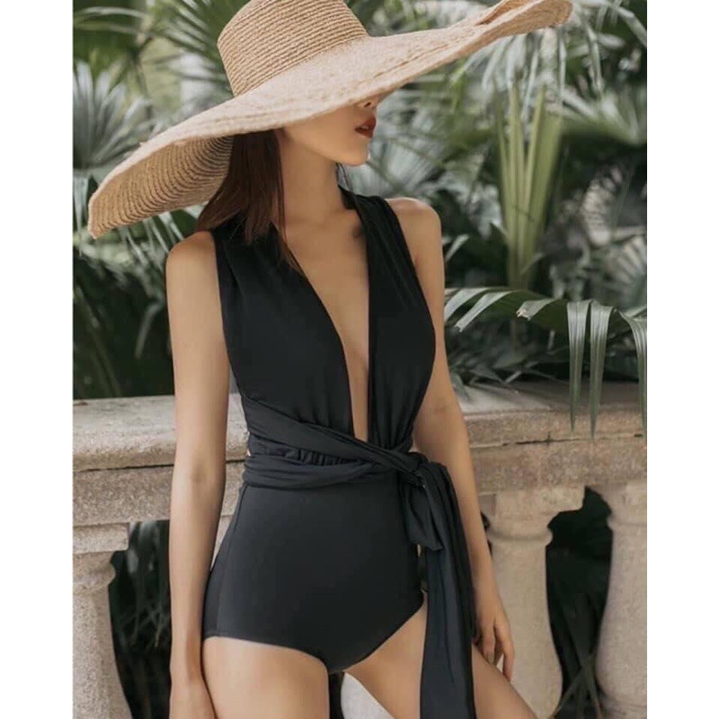 Bikini 1 mảnh xẻ ngực chéo lưng (nhiều màu)