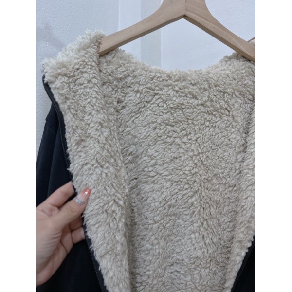 Bộ nỉ umi đen lót lông cừu unisex siêu ấm