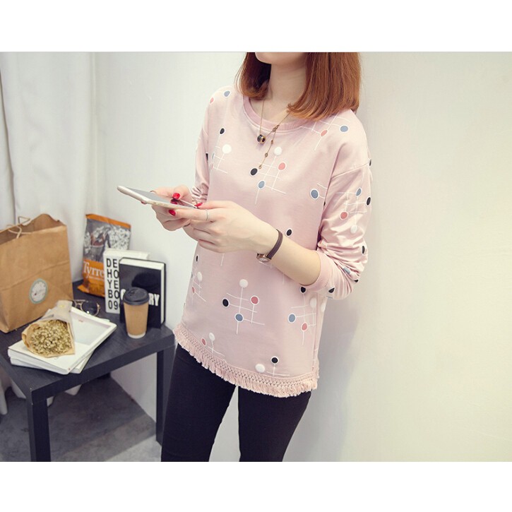 Áo sơ mi tay dài họa tiết hoa phong cách Hàn Quốc thời trang cho nữ