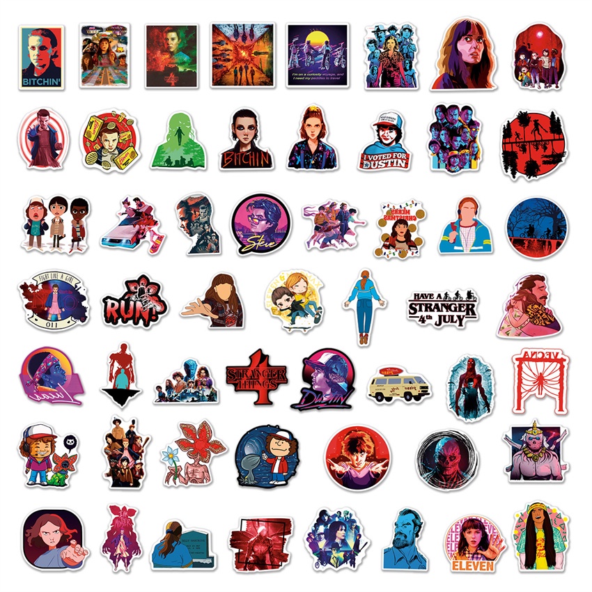 Bộ 100 Cái ❉ Hình Dán Dòng Phim Stranger Things E ❉ Sticker Dán Tường Chống Thấm Nước Họa Tiết Doodle Hợp Thời Trang