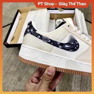 [FreeShip - Hàng loại A] Giày thể thao mới AF1 kem da lộn sịn sò, Giầy Sneaker n am nữ AF1 vải  kem thổ cẩm hót trend