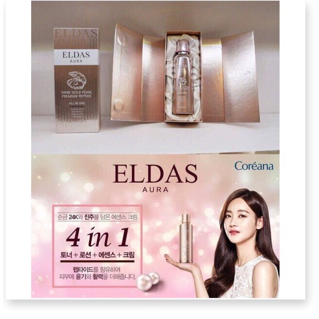[Mã giảm giá] Serum Tế Bào Gốc dưỡng trắng da, cải thiện nếp nhăn Eldas Aura Shine Gold Pearl Premium Peptide All In One