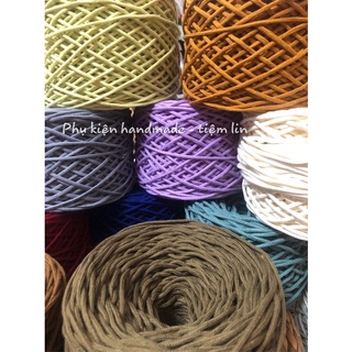 Cuộn 500gr Dây dệt 3mm màu có lõi,thắt túi macrame, đồ handmade