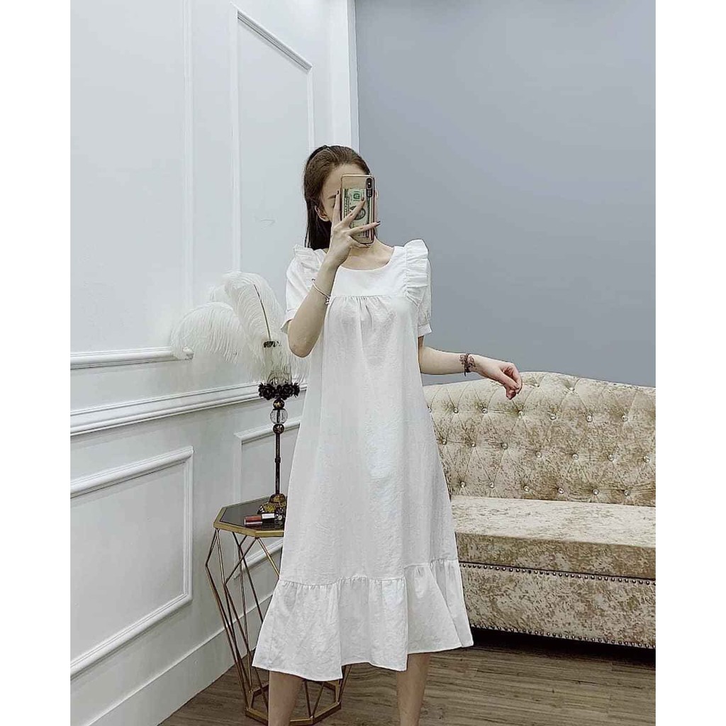 Váy bầu thiết kế Aidenshop đầm bầu dự tiệc chất đũi mát 45-68kg