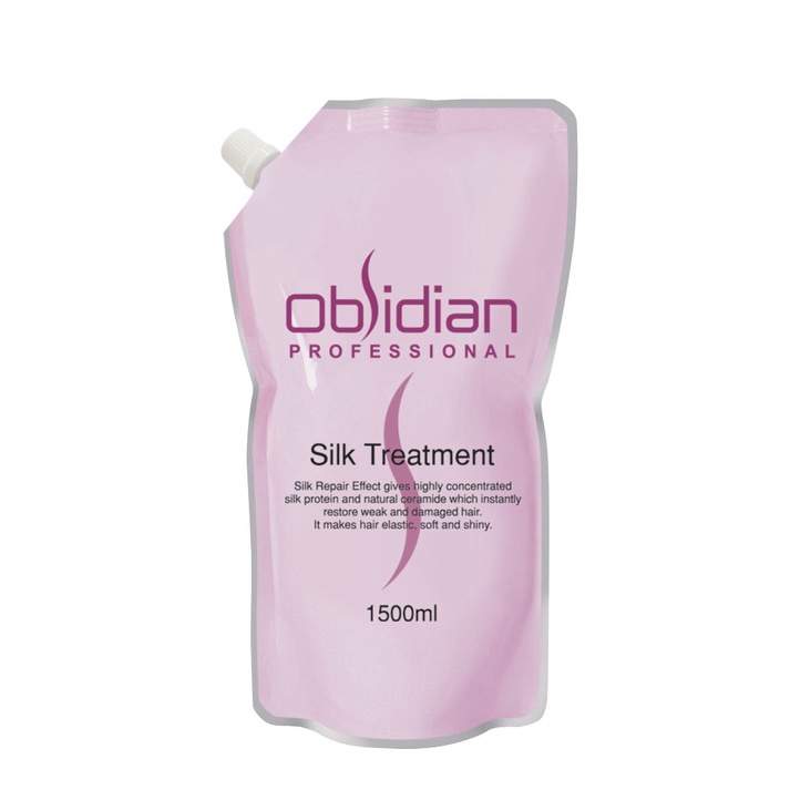 Kem hấp ủ tóc Obsidian Silk Treatment 1500ml Hàn Quốc chính hãng siêu mượt phục hồi tóc khô xơ chẻ ngọn